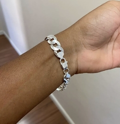Imagem do Pulseira Masculina 12mm - Grossa - Banhado a Prata 925