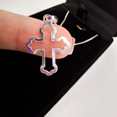 Colar de Prata 925 Masculino Pingente Cruz Vazada - Silver Shine - Prata 925