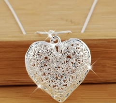 Colar Pingente de Coração Vazado Detalhado em Prata 925 - Silver Shine - Prata 925