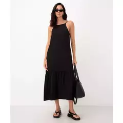 Vestido midi de viscose halter neck