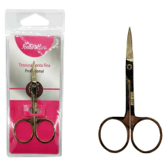 TESOURA PROFISSIONAL PONTA FINA DOURADO - HELLO MINI