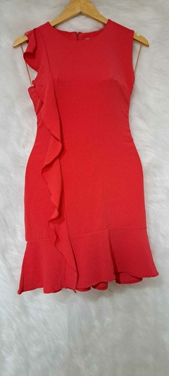 Vestido Curto Liso Com Babado