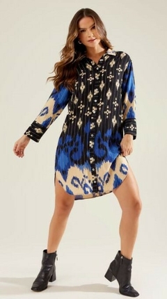 Chemise Zinzane Feminino Estampada Holly - Azul Marinho - comprar online
