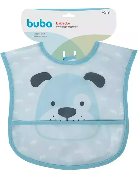 Babador Com Pega Migalhas Cachorrinho Azul Buba