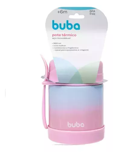 Pote Térmico Papinha Com Tampa E Talher Inox Bebe Degrade