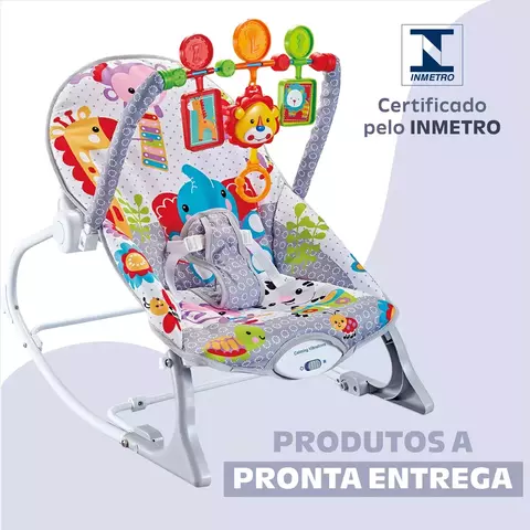 Cadeira De Descanso e Balanço Infantil Com Som Vibração Cinza