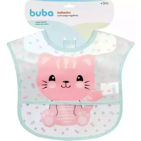 Babador Com Bolso Impermeável Gatinho Buba