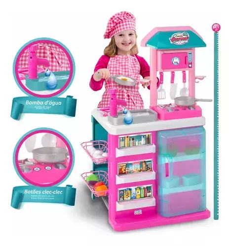 Cozinha Gourmet Infantil Completa Rosa Sai Água - Magic Toys