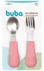 Kit Talheres Infantil Inox Cabo Em Silicone Buba Rosa