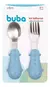 Kit Talheres Garfo Colher Inox Cabo Silicone-Azul