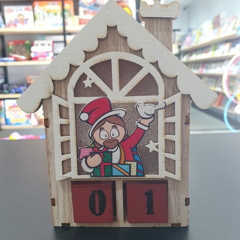 Decoração Calendário De Natal Casa De Madeira