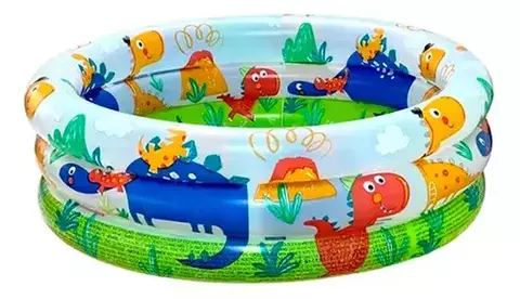 Piscina Inflável 28 Litros Infantil Dino 3 Anéis Intex