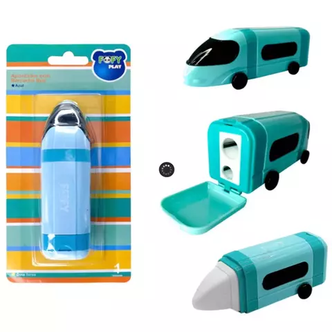 Apontador Com Borracha Duplo Bus Ônibus Fofy Verde