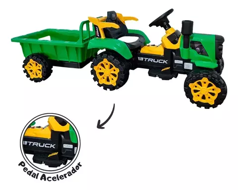 Trator elétrico com caçamba infantil 12 v - verde