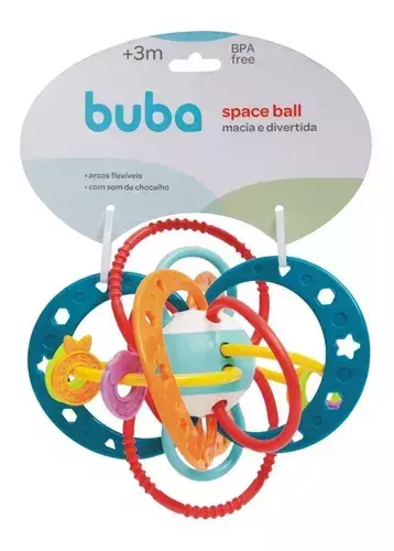 Chocalho com Mordedor Flexível para Bebê Space Ball