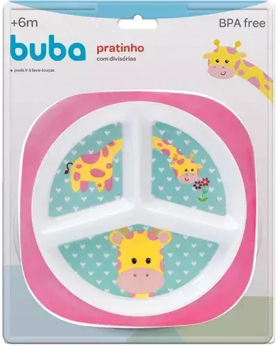 Prato Com Divisórias Animal Fun Girafa 10704 - Buba