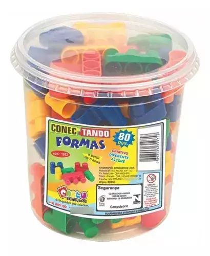 Pote Conectando Formas Peças De Montar Coloridas 80 Peças