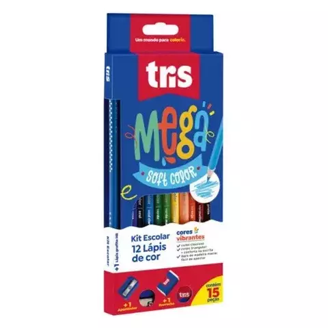 Lápis Cor Mega Soft 12 Cores Mais Um Preto Um Apontador E Uma Borracha