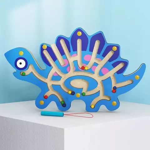 Brinquedo Educativo Labirinto Magnético Dinossauro Azul