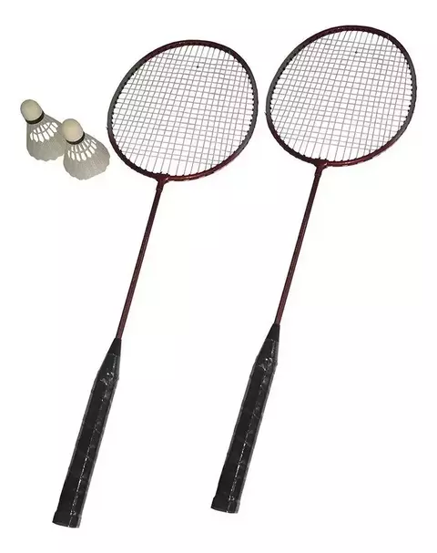 Kit Badminton 5 Peças - 2 Raquetes E 3 Petecas