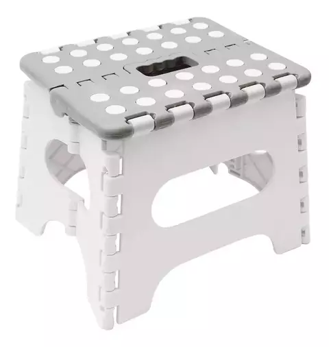 Banqueta multiuso dobrável cinza da buba