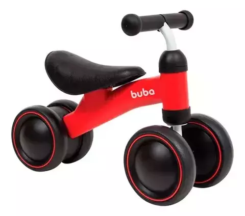 Bicicleta De Equilíbrio 4 Rodas Sem Pedal Buba Vermelha