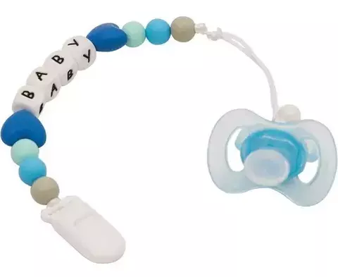 Prendedor de chupeta em silicone azul buba