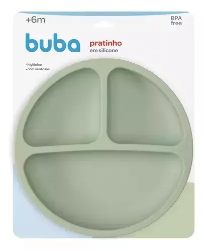 Pratinho Com Divisórias e Ventosa para Bebê verde