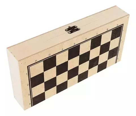 Jogo De Xadrez E Damas Caixa Madeira Com Fecho 56 Peças