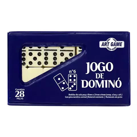 Jogo Dominó 28 Peças Com Estojo Resina Resistente