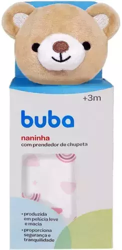 Ursinho Naninha Com Prendedor De Chupeta Rosa- Buba