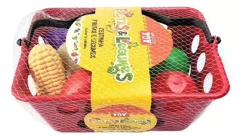 CESTINHA FRUTAS E LEGUMES VERMELHA - CX 36