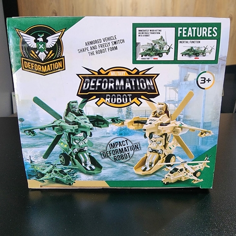 ROBOT TRANSFORMÁVEL COM UM BOTÃO 2 CORES FRICÇÃO BATE E VIRA AVIAO