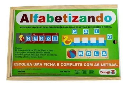 Alfabetizando Brinquedo Pedagógico Infantil Madeira Letras