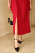 Vestido Midi com Laço e Fenda - Elegante para Festas - comprar online