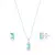 Conjunto de Prata Zircônia Retangular Azul