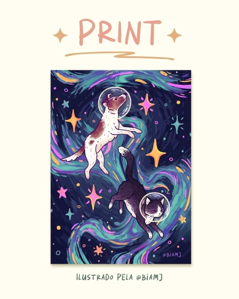 Print A6 ou A5 - Laika e Félicette - comprar online