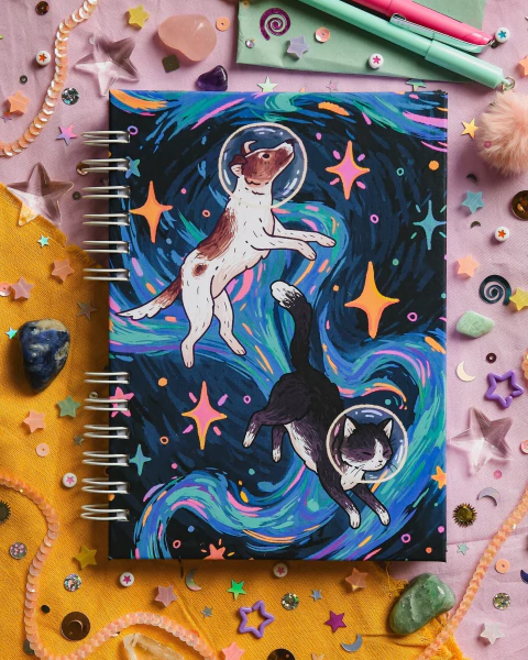 Caderno Laika e Félicette (sketchbook/polen ou pautado) - comprar online