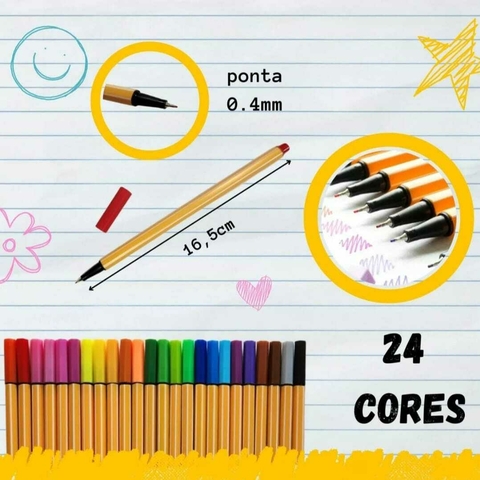 CANETA HIDROGRÁFICA FINE LINE 0.4MM - KIT 24 CORES - FENGZHENGMEI