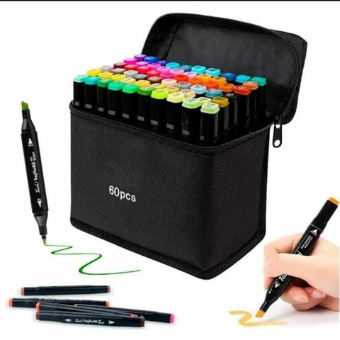 Apresentamos a ESTOJO CANETA MARCADOR TOUCH PARA COLORIR  - PONTA DUPLA - 60 PEÇAS, um conjunto imperdível com 60 cores vibrantes que vai elevar sua experiência de coloração a um novo patamar! Com pontas duplas, ou seja, 2 canetinhas em 1. Você poderá alt