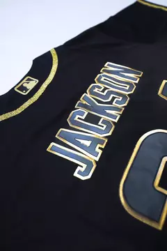 Raiders baseball Negra y Dorada - Jackson #34 - Drip Nation