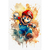 Quadro Decorativo 3 Telas Jogos Mario Luigi Yoshi Pintura Aquarela