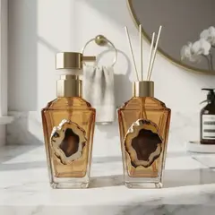 Kit Lavabo Ágata Marrom Dispenser de Sabonete e Difusor