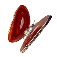 Borboleta Decorativa Ágata Marrom Cristalizada Ouro G