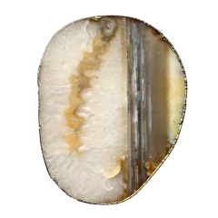 Platter Chapa de Ágata Natural Borda Banhada a Ouro 22x17cm