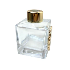 Frasco Difusor de Aromas com Ágata Natural Borda Ouro 9cm - loja online