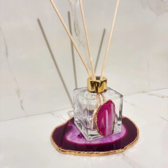 Kit Difusor Platter Pedra Ágata Rosa Banhada Ouro 15x12cm na internet