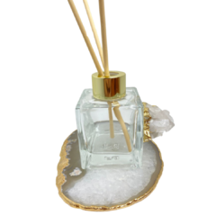 Difusor cristal + platter de ágata com borda banhada