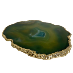 Platter de ágata verde banhado a ouro