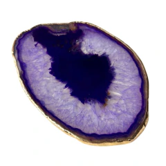 Platter Chapa de Ágata Roxa com Borda Banhada a Ouro 15x11cm - loja online